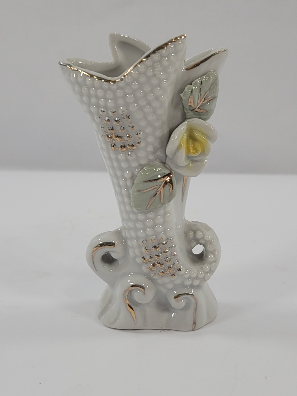 Vintage Miniature Floral Yellow Rose Porcelain Bud Vase